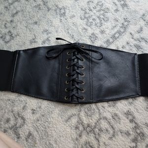 Black faux leather corset belt